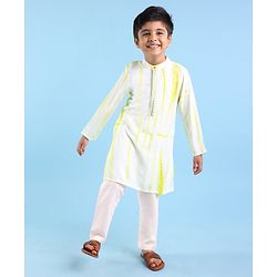 Babyhug 100% Cotton Woven Full Sleeves Tie & Dye Printed Kurta Pajama Set - Yellow