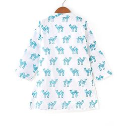 Babyhug Cotton Full Sleeves Kurta Pyjama Set Camel Print - White