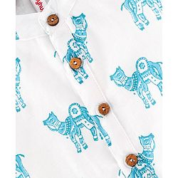 Babyhug Cotton Full Sleeves Kurta Pyjama Set Camel Print - White