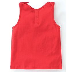 Babyhug 100% Cotton Knit Sleeveless Top & Skirt Set with Knot Detailing & Floral Print - Red