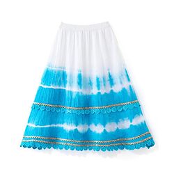 Babyhug Cotton Woven Sleeveless Embroidered Choli with Crinckled Tie & Dyed Lehenga & Dupatta Set - Blue