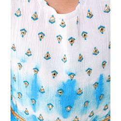 Babyhug Cotton Woven Sleeveless Embroidered Choli with Crinckled Tie & Dyed Lehenga & Dupatta Set - Blue