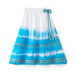 Babyhug Cotton Woven Sleeveless Embroidered Choli with Crinckled Tie & Dyed Lehenga & Dupatta Set - Blue