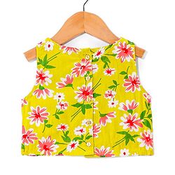 Babyhug 100% Cotton Woven Sleeveless Choli Lehenga With Dupatta Floral Print - Light Green