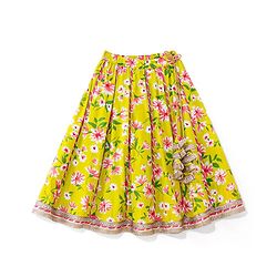 Babyhug 100% Cotton Woven Sleeveless Choli Lehenga With Dupatta Floral Print - Light Green