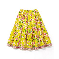 Babyhug 100% Cotton Woven Sleeveless Choli Lehenga With Dupatta Floral Print - Light Green