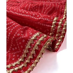 Babyhug Cotton Woven Sleeveless Embroidered Choli With Printed Lehenga & Dupatta Set - Red