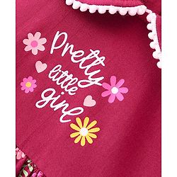 Babyhug 100% Cotton Jersey Knit Half Sleeves Frock With Bloomer Floral Print - Red
