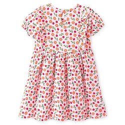 Babyhug Cotton Jersey Knit Half Sleeves  Frock with Bloomer Floral Print - White