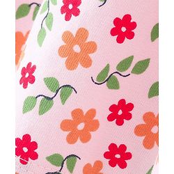Babyhug Cotton Jersey Knit Half Sleeves  Frock with Bloomer Floral Print - White