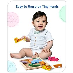 Babyhug Premium 11 Pcs Wooden Colorful Jigsaw Animal Puzzles| Montessori Pre-School Educational and Learning Toy For 2-4 Years Kids| 11 Different Animals Stacking Gifting Toy| BIS Certified