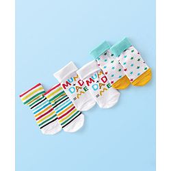 Cute Walk by Babyhug Non Terry Anti Bacterial Anti Skid Ankle Length Socks Striped & Star Design Pack Of 3- Multicolor