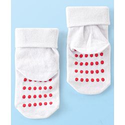 Cute Walk by Babyhug Non Terry Anti Bacterial Anti Skid Ankle Length Socks Striped & Star Design Pack Of 3- Multicolor