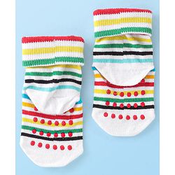 Cute Walk by Babyhug Non Terry Anti Bacterial Anti Skid Ankle Length Socks Striped & Star Design Pack Of 3- Multicolor