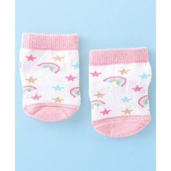 Cute Walk by Babyhug Non Terry Anti Bacterial Anti Skid Ankle Length Socks Star & Unicorn Design Pack Of 3- Multicolor