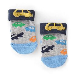 Cute Walk by Babyhug Non Terry Anti Bacterial Anti Skid Ankle Length Socks Star & Lion Design Pack Of 3 - Multicolor
