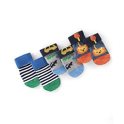 Cute Walk by Babyhug Non Terry Anti Bacterial Anti Skid Ankle Length Socks Star & Lion Design Pack Of 3 - Multicolor