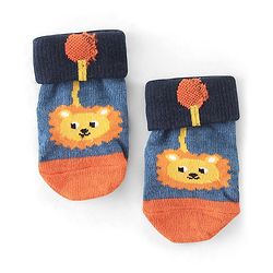 Cute Walk by Babyhug Non Terry Anti Bacterial Anti Skid Ankle Length Socks Star & Lion Design Pack Of 3 - Multicolor