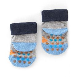 Cute Walk by Babyhug Non Terry Anti Bacterial Anti Skid Ankle Length Socks Star & Lion Design Pack Of 3 - Multicolor