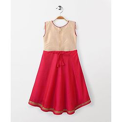 Babyhug Sleeveless Floral Embroidered Kurti & Churidar Set - Pink Beige