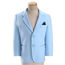 Babyhug Woven Full Sleeves Stretch Party Suit With Bow - Sky Blue