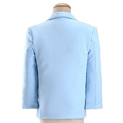 Babyhug Woven Full Sleeves Stretch Party Suit With Bow - Sky Blue