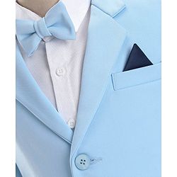 Babyhug Woven Full Sleeves Stretch Party Suit With Bow - Sky Blue