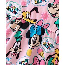 Babyhug Disney Cotton Jersey Knit Sleeveless Minnie Mouse Printed Frock - Pink