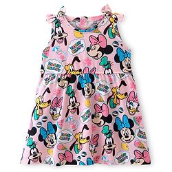 Babyhug Disney Cotton Jersey Knit Sleeveless Minnie Mouse Printed Frock - Pink