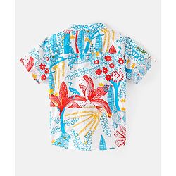 Babyhug 100% Cotton Woven Half Sleeves Mandarin Collar Shirt Floral Print - Multicolour