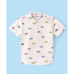 Babyhug 100% Cotton Woven Half Sleeves Shirt With Car Print - White