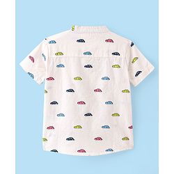 Babyhug 100% Cotton Woven Half Sleeves Shirt With Car Print - White