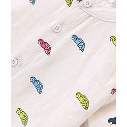 Babyhug 100% Cotton Woven Half Sleeves Shirt With Car Print - White