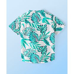 Babyhug 100% Cotton Woven Half Sleeves Mandarin Collar Leafy Printed Shirt- White