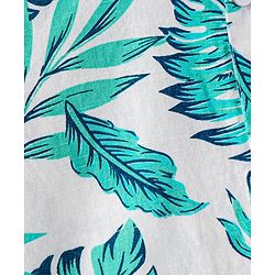 Babyhug 100% Cotton Woven Half Sleeves Mandarin Collar Leafy Printed Shirt- White
