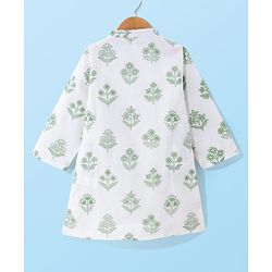 Babyhug  Cotton Woven Full Sleeves Floral Printed  Kurta Dhoti Set- White