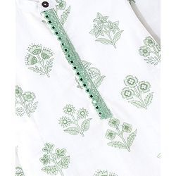 Babyhug  Cotton Woven Full Sleeves Floral Printed  Kurta Dhoti Set- White