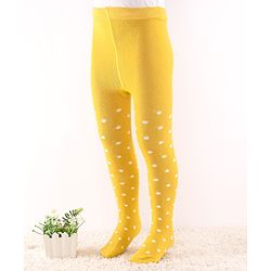 Cute Walk by Babyhug Non Terry Knit Anti Bacterial Footed Tights Polka Dot Design - Yellow