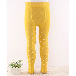 Cute Walk by Babyhug Non Terry Knit Anti Bacterial Footed Tights Polka Dot Design - Yellow