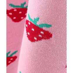 Cute Walk by Babyhug Non Terry Knit Anti Bacterial Footed Tights Strawberry Design - Pink