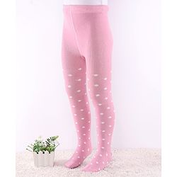 Cute Walk by Babyhug Non Terry Knit Anti Bacterial Footed Tights Polka Dot Design -Candy  Pink