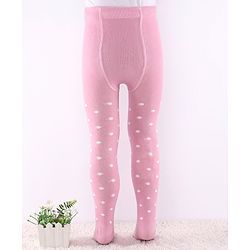 Cute Walk by Babyhug Non Terry Knit Anti Bacterial Footed Tights Polka Dot Design -Candy  Pink