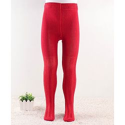 Cute Walk by Babyhug  Anti Bacterial Footed Tights Self Design -Red