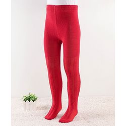 Cute Walk by Babyhug  Anti Bacterial Footed Tights Self Design -Red