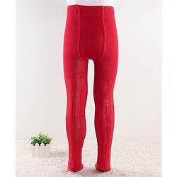 Cute Walk by Babyhug  Anti Bacterial Footed Tights Self Design -Red