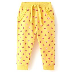 Babyhug Cotton Looper Full Length Lounge & Track Pants Floral Print -Yellow
