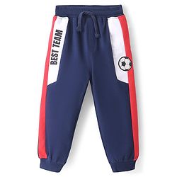 Babyhug Cotton Looper Knit Full Length Lounge  Pant Text Print -  Navy Blue