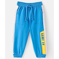 Babyhug Cotton Looper Full Length Track Pant Game On Print - Blue