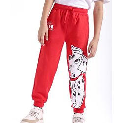 Babyhug Disney Cotton Looper Full Length Lounge & Track Pant 101 Dalmations Theme - Red