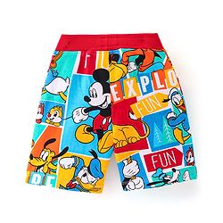 Babyhug Disney Cotton Knit Shorts  With Mickey Mouse Family Print- Multicolour
